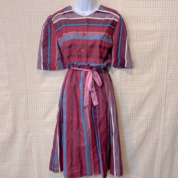 TopMade Dresses & Skirts - Vintage TopMade Striped Dress with Short Sleeves